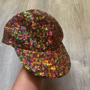 Multicolor Sequin Baseball Cap 1980s Vintage